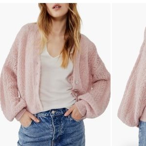 Free People Amelia alpaca pointelle cardigan M